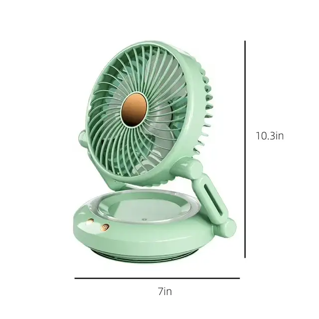 Rechargeable Fan with LED Light 7"Lx10.3"H
